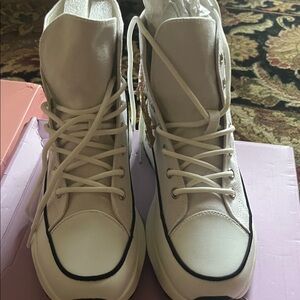 Elegant Cream Lace-Up Women's Boots